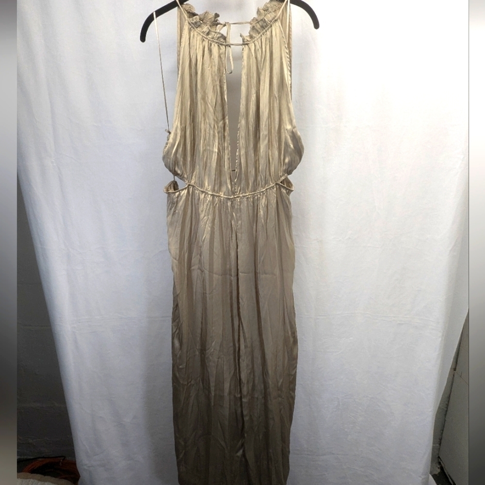 NWT Zara Wrinkle Look Satin Effect Sleeveless Cut Out Midi Dress - Size XL - Picture 3 of 10